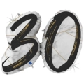 Palloncino numero 30 Marmorizzato Nero mega shape 43" (109cm) in mylar, 1pz.