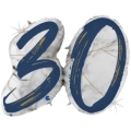 Palloncino numero 30 Marmorizzato Blu mega shape 43" (109cm) in mylar, 1pz.