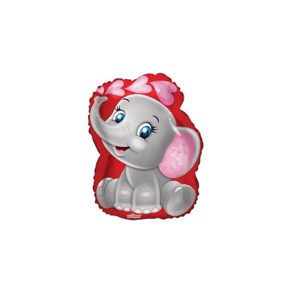 Palloncino Elefantino Cuori standard shape 18" (45cm) in mylar, 1pz.