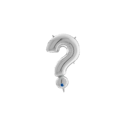Palloncini simbolo ? Argento mini shape 14" (35cm) in mylar, 5pz.