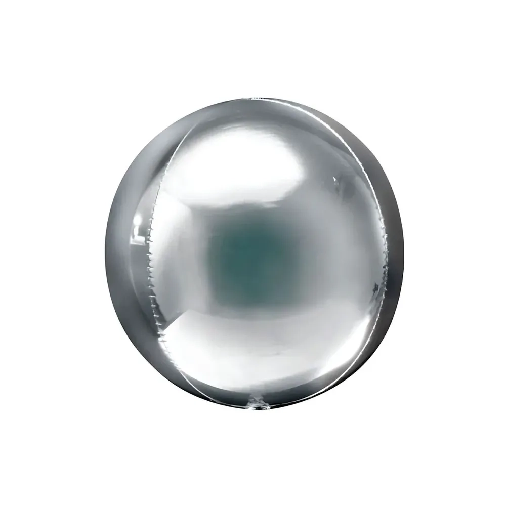 Palloncino Sfera Argento super shape 32" (81cm) in mylar, 1pz.