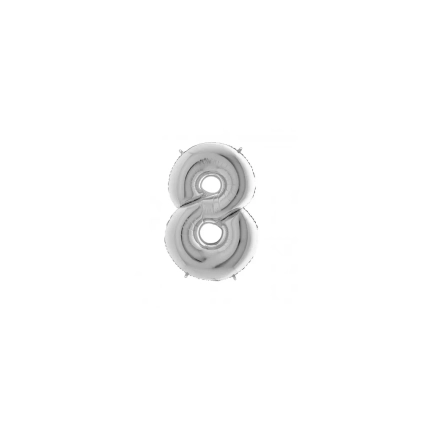 Palloncini numero 8 Argento mini shape 16" (40cm) in mylar, 5pz.