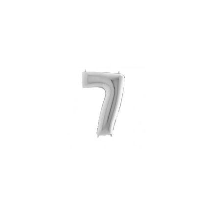 Palloncini numero 7 Argento mini shape 16" (40cm) in mylar, 5pz.