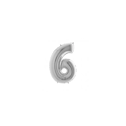 Palloncini numero 6 Argento mini shape 16" (40cm) in mylar, 5pz.