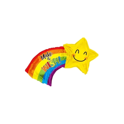 Palloncino Arcobaleno Stella Make a Wish super shape 28" (71cm) in mylar, 1pz.