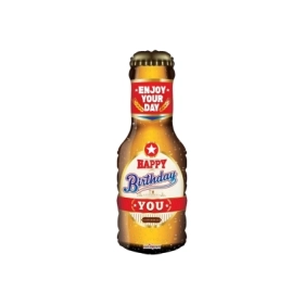 Palloncino Bottiglia di Birra Happy Birthday To You super shape 36" (91cm) in mylar, 1pz.