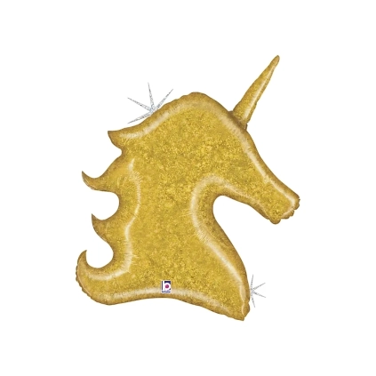 Palloncino Unicorno Glitter Oro super shape 38" (96cm) in mylar, 1pz.