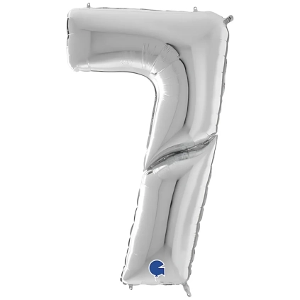 Palloncino numero 7 Argento mega shape 64" (162cm) in mylar, 1pz.