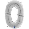 Palloncino numero 0 Argento mega shape 64" (162cm) in mylar, 1pz.