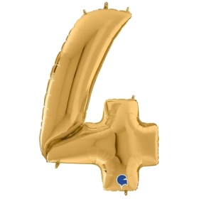 Palloncino numero 4 Oro mega shape 64" (162cm) in mylar, 1pz.