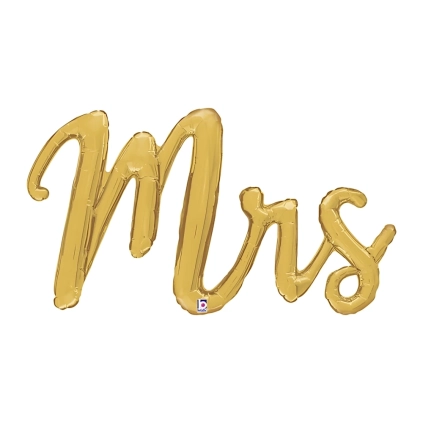Palloncino MRS Scritta Corsivo Oro mega shape 44" (111cm) in mylar, 1pz.