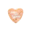 Palloncino a cuore Viva Gli Sposi rosa gold con filigrana oro standard shape 18" (45cm) in mylar, 1pz.