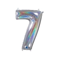 Palloncino numero 7 holo glitter argento super shape 40" (101cm) in mylar, 1pz.