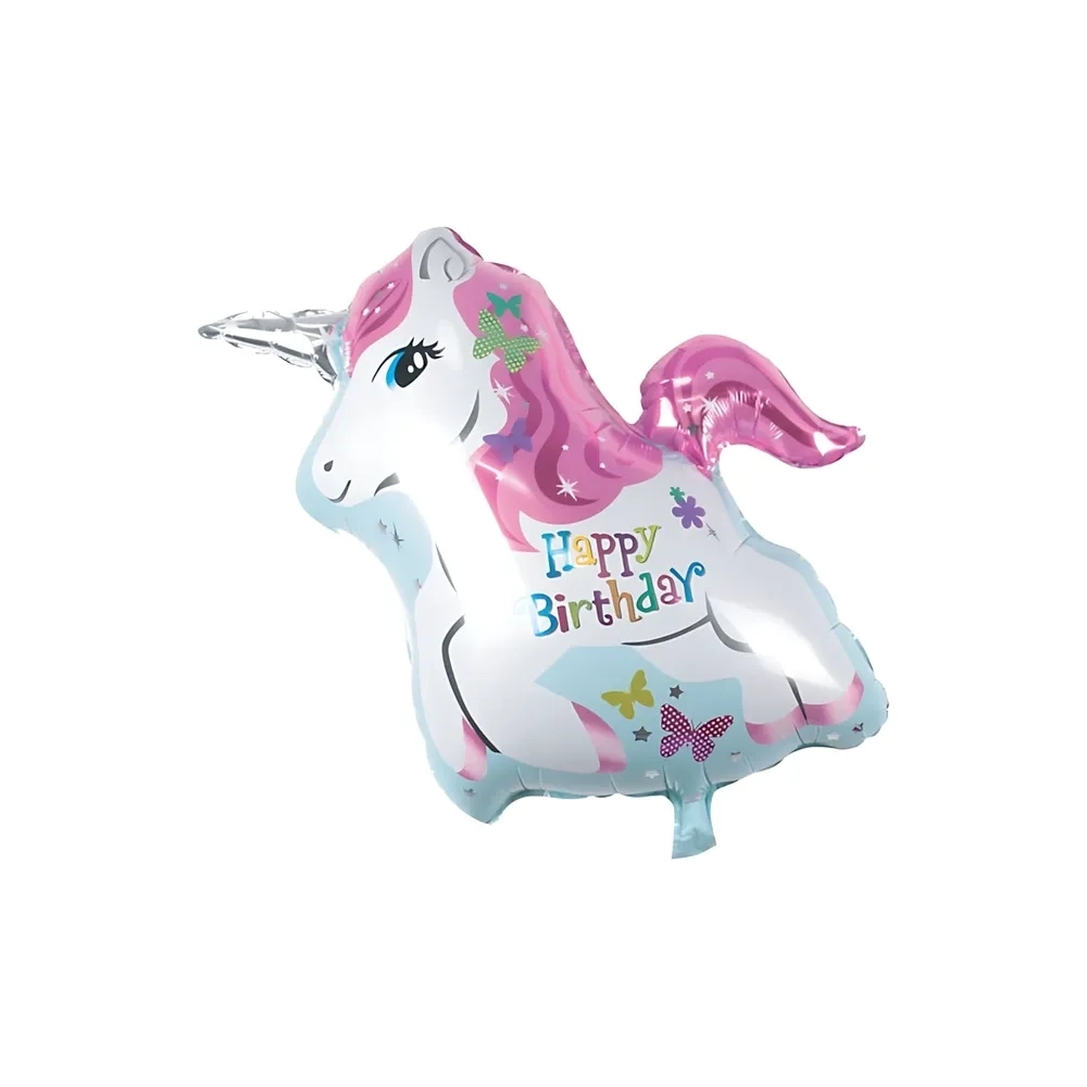 Palloncino Unicorno Happy Birthday super shape 31" (78cm) in mylar, 1pz.