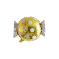 Palloncino Caramella giallo oro a pois Bianco super shape 25" (63cm) in mylar, 1pz.