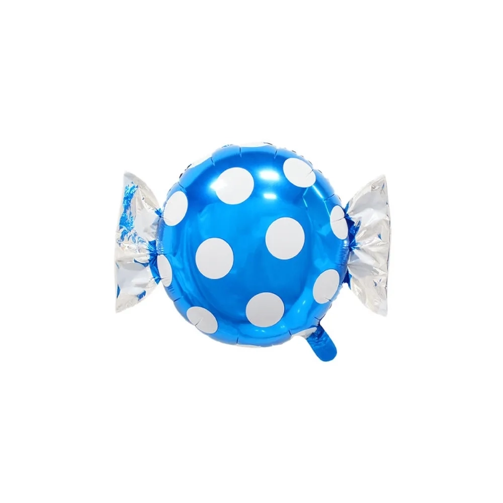 Palloncino Caramella Blu a pois Bianco super shape 25" (63cm) in mylar, 1pz.