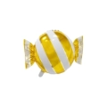 Palloncino Caramella a strisce giallo oro super shape 25" (63cm) in mylar, 1pz.