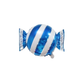 Palloncino Caramella a strisce Blu super shape 25" (63cm) in mylar, 1pz.