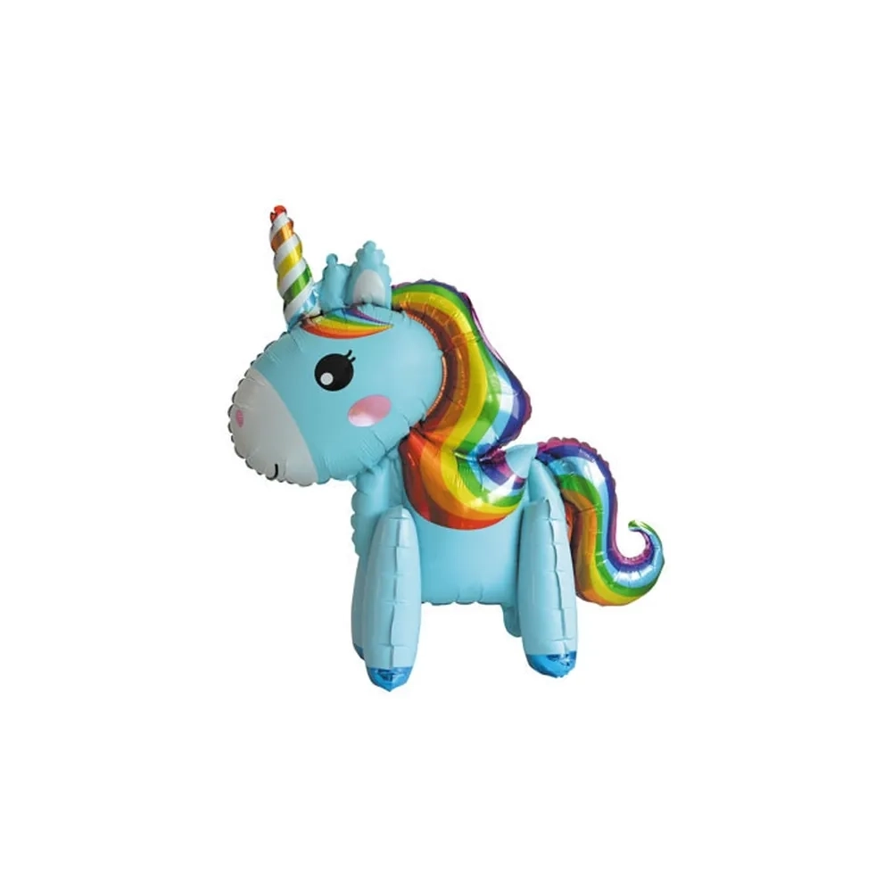 Palloncino 3D Unicorno Celeste super shape 25" (63cm) in mylar, 1pz.