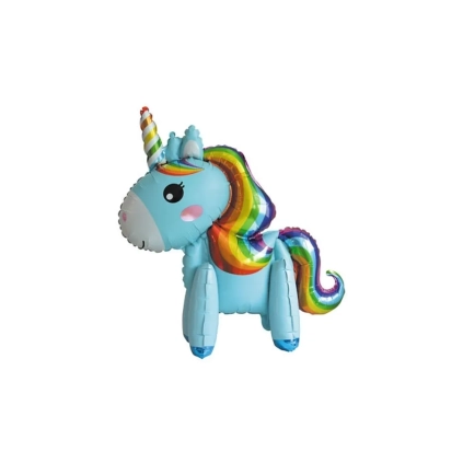 Palloncino 3D Unicorno Celeste super shape 25" (63cm) in mylar, 1pz.