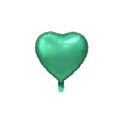 Palloncino Cuore Verde Satinato standard shape 18" (45cm) in mylar, 1pz.