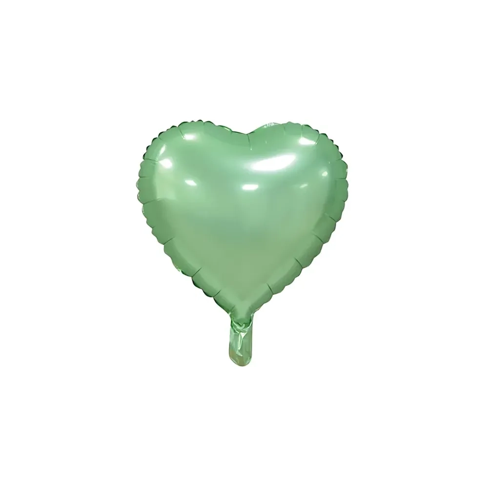 Palloncino Cuore Verde Chiaro Satinato standard shape 18" (45cm) in mylar, 1pz.