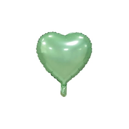 Palloncino Cuore Verde Chiaro Satinato standard shape 18" (45cm) in mylar, 1pz.