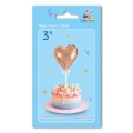 Palloncino Nano Cuore Rosa Gold con bastoncino nano shape 3" (7cm) in mylar, 1pz.