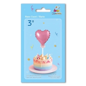 Palloncino Nano Cuore Rosa con bastoncino nano shape 3" (7cm) in mylar, 1pz.