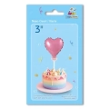 Palloncino Nano Cuore Rosa con bastoncino nano shape 3" (7cm) in mylar, 1pz.