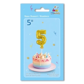 Palloncino numero 5 Oro micro shape 5" (12cm) in mylar, 1pz.
