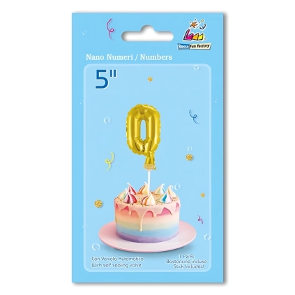 Palloncino numero 0 Oro micro shape 5" (12cm) in mylar, 1pz.