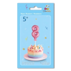 Palloncino numero 8 Rosa micro shape 5" (12cm) in mylar, 1pz.