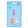 Palloncino numero 1 Rosa micro shape 5" (12cm) in mylar, 1pz.