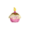 Palloncino Cupcake Rosa con scritta Happy Birthday standard shape 18" (45cm) in mylar, 1pz.
