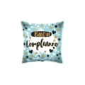 Palloncino quadrato Buon Compleanno celeste con Pois e Cuori standard shape 18" (45cm) in mylar, 1pz.