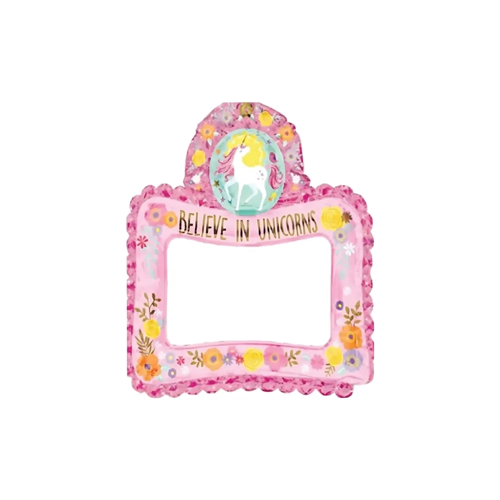 Palloncino Cornice Unicorno super shape 26" (66cm) in mylar, 1pz.