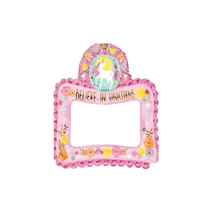 Palloncino Cornice Unicorno super shape 26" (66cm) in mylar, 1pz.