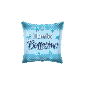 Palloncino quadrato Il Mio Battesimo Celeste standard shape 18" (45cm) in mylar, 1pz.