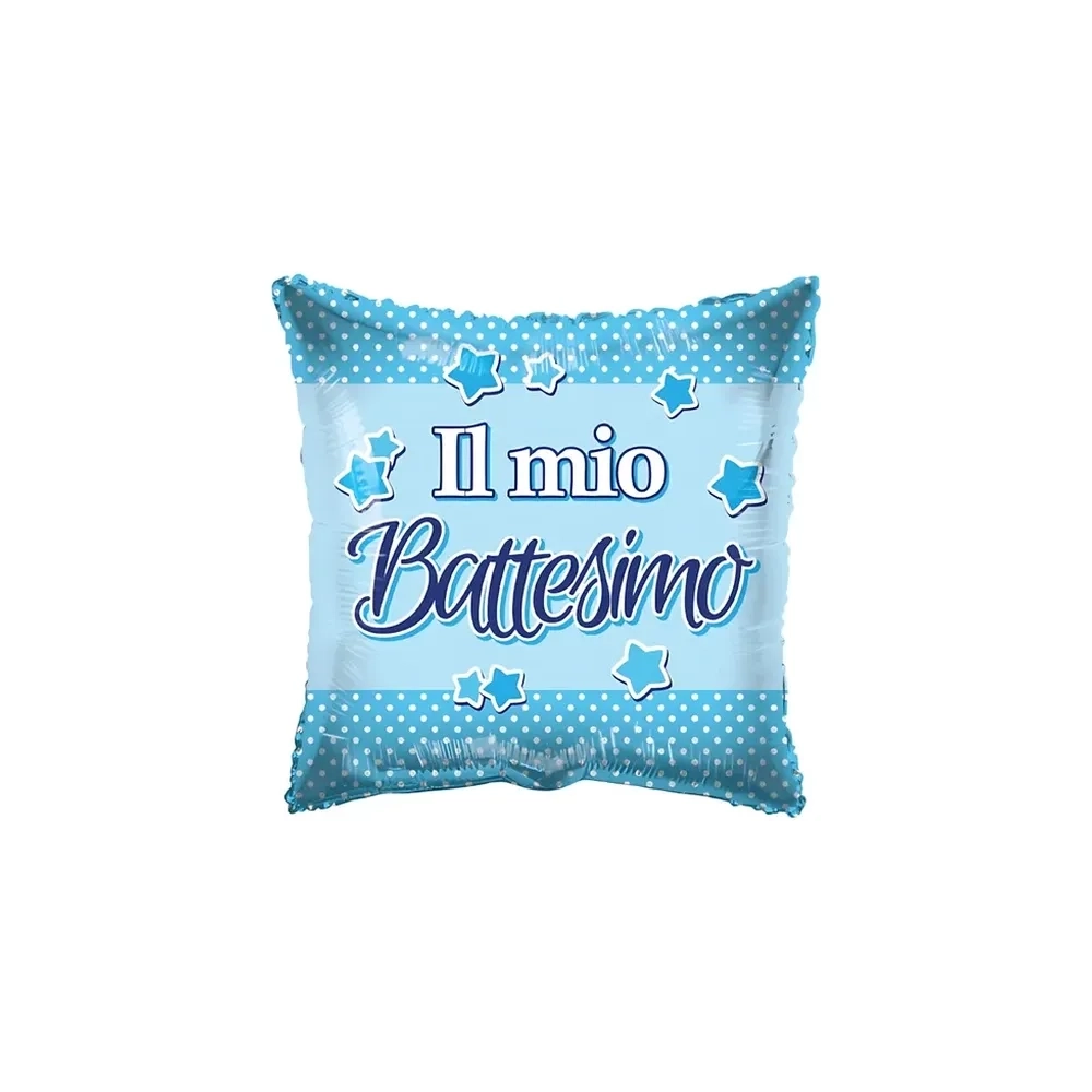 Palloncino quadrato Il Mio Battesimo Celeste standard shape 18" (45cm) in mylar, 1pz.