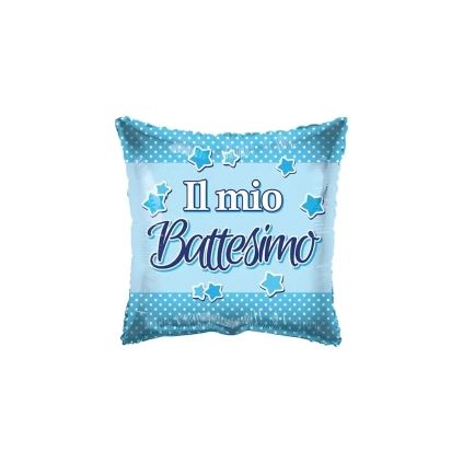 Palloncino quadrato Il Mio Battesimo Celeste standard shape 18" (45cm) in mylar, 1pz.