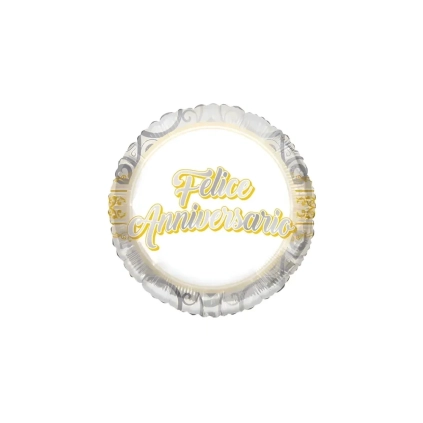 Palloncino Felice Anniversario standard shape 18" (45cm) in mylar, 1pz.