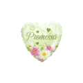 Palloncino cuore con gigli, margherite e testo Promessa standard shape 18" (45cm) in mylar, 1pz.