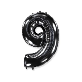 Palloncino numero 9 Nero super shape 40" (101cm) in mylar, 1pz.