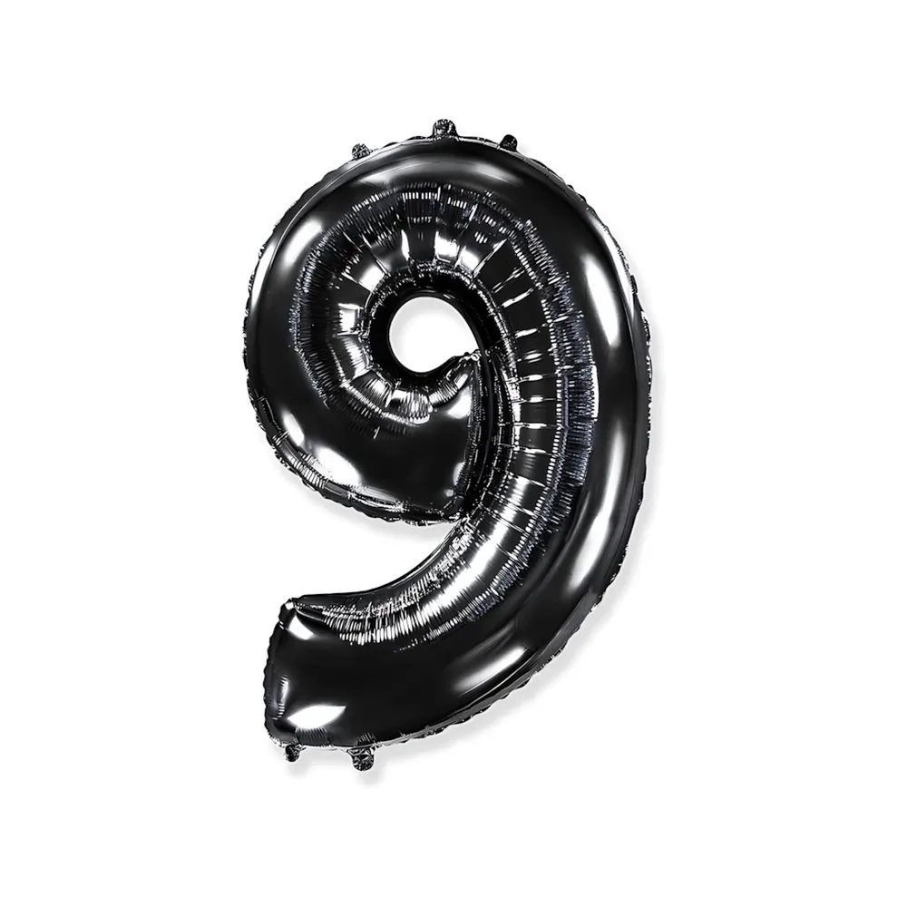 Palloncino numero 9 Nero super shape 40" (101cm) in mylar, 1pz.