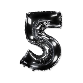 Palloncino numero 5 Nero super shape 40" (101cm) in mylar, 1pz.