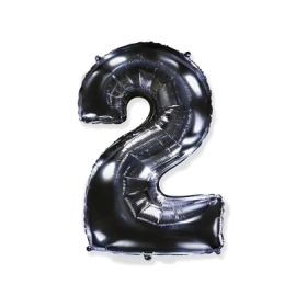 Palloncino numero 2 Nero super shape 40" (101cm) in mylar, 1pz.