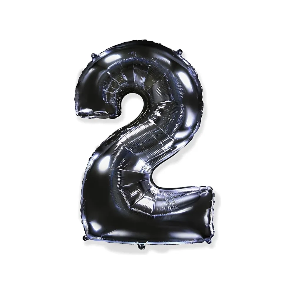 Palloncino numero 2 Nero super shape 40" (101cm) in mylar, 1pz.