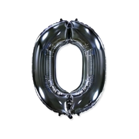 Palloncino numero 0 Nero super shape 40" (101cm) in mylar, 1pz.