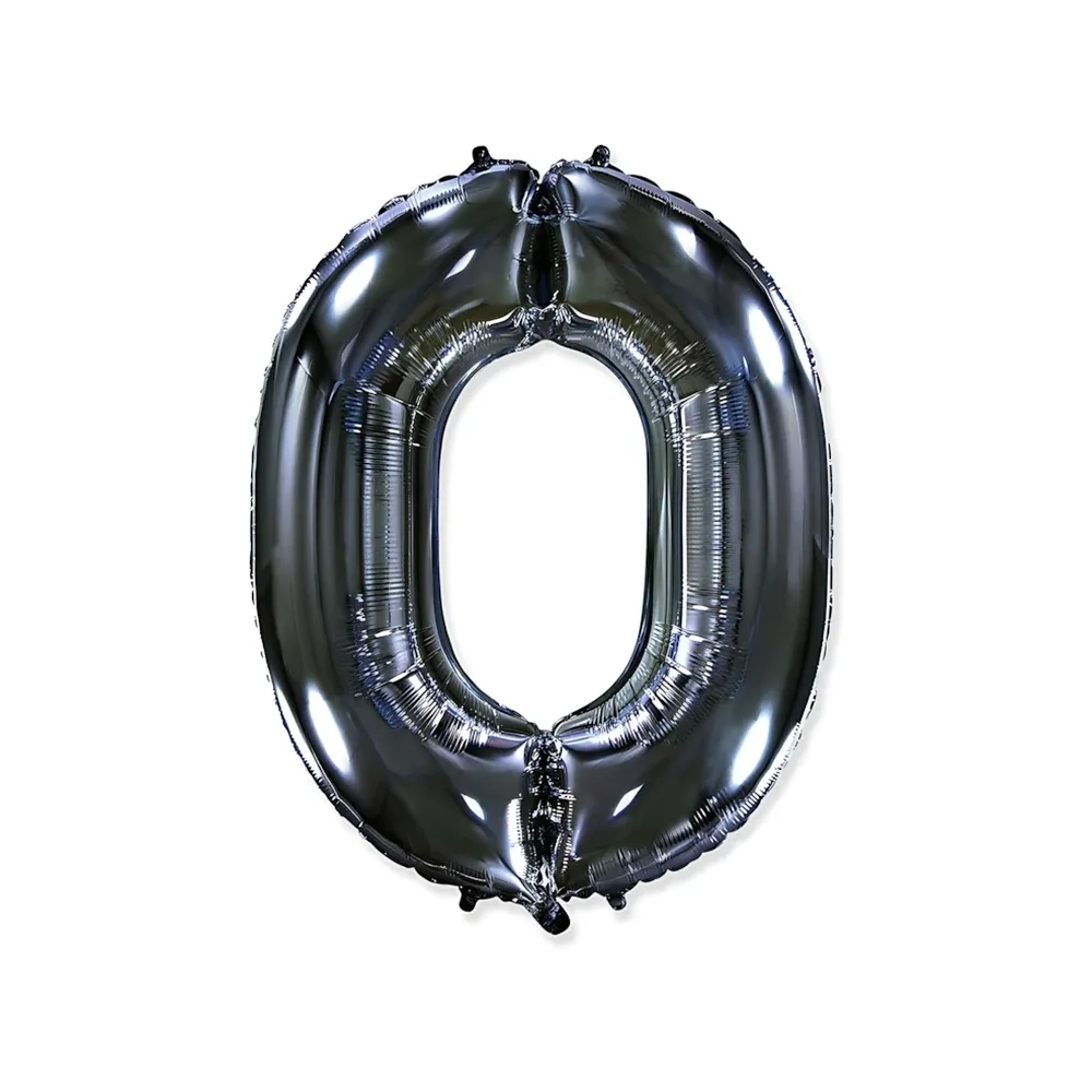 Palloncino numero 0 Nero super shape 40" (101cm) in mylar, 1pz.